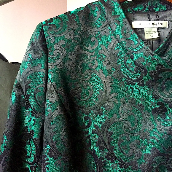 Bianca Nygard Sexy Black+Green Paisly Blazer New - Picture 12 of 16